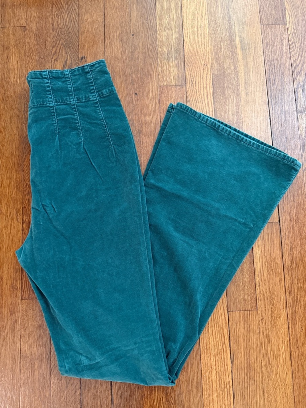We The Free Green Corduroy Flare High Rise Pants Size 28
